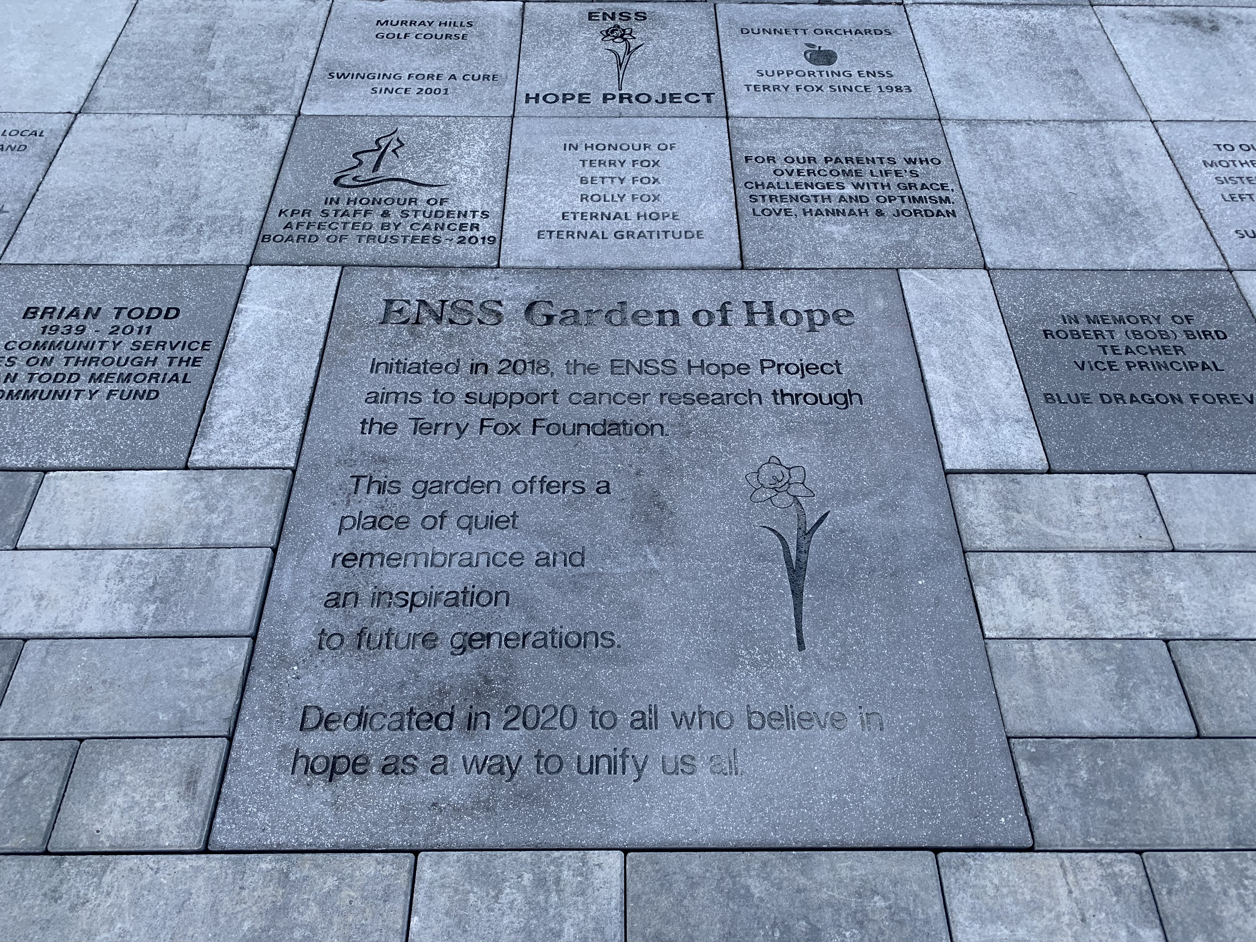 Hope project dedication stone